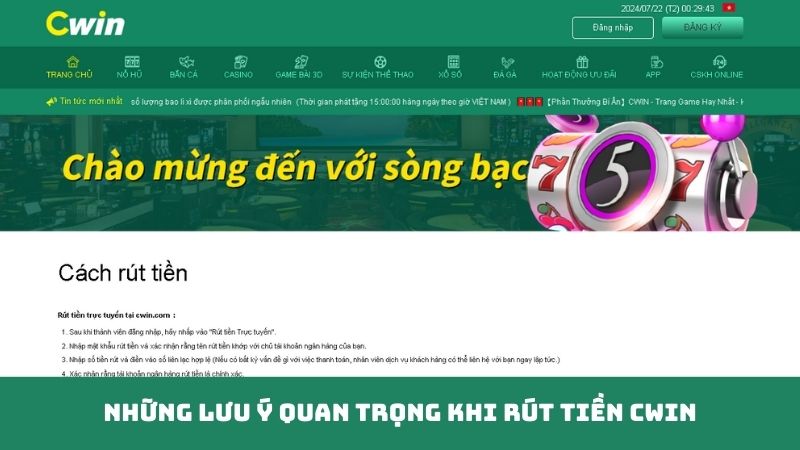 Những Lưu Ý Quan Trọng Khi Rút Tiền Cwin